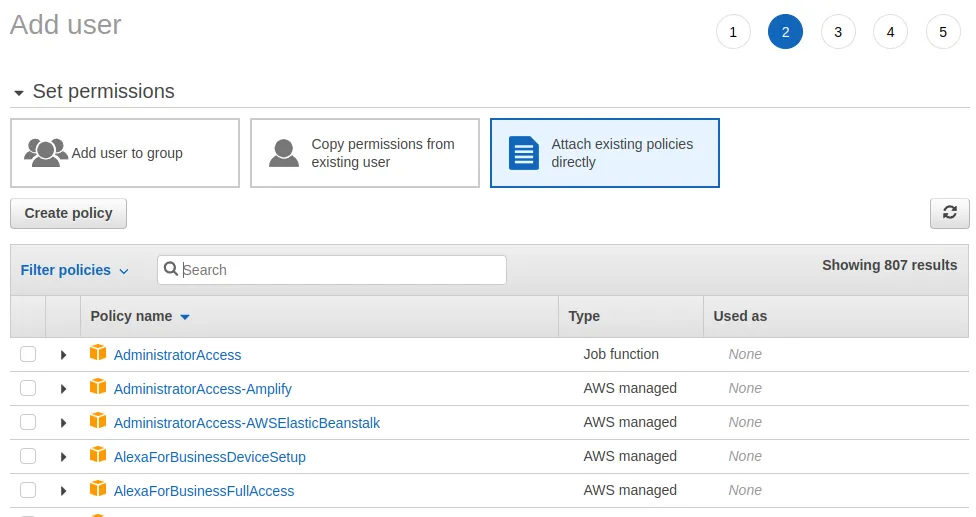 Screenshot showing second step of Add user flow